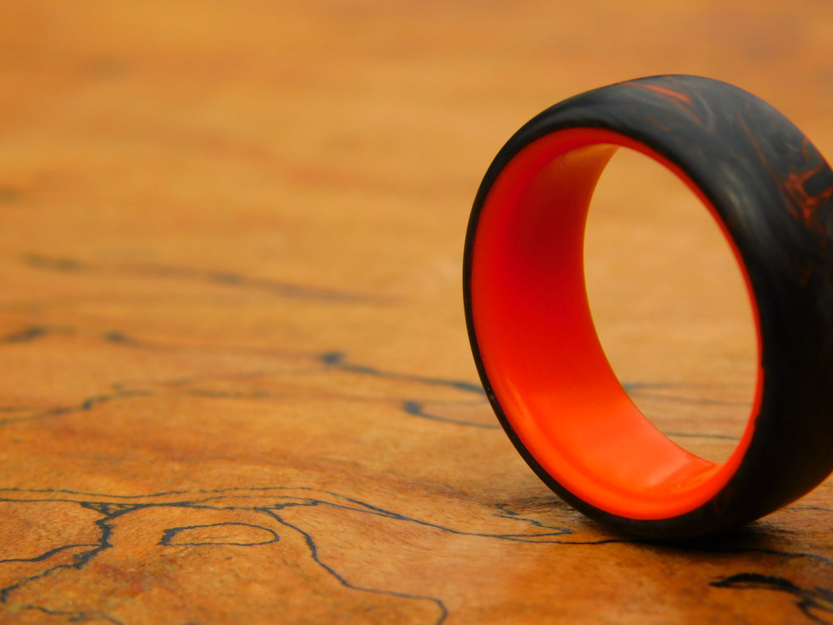 Orange Dark Matter Carbon Fiber x Hazard Orange Glow Ring