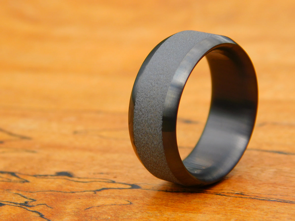Blasted Tuxedo Zirc Ring