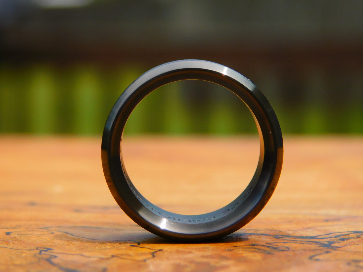 V-grooved Black Zirconium Ring