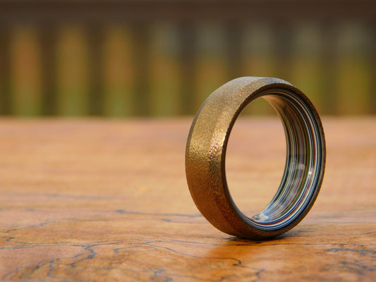 Bronzed Titanium x Fordite Ring - Size 9.75