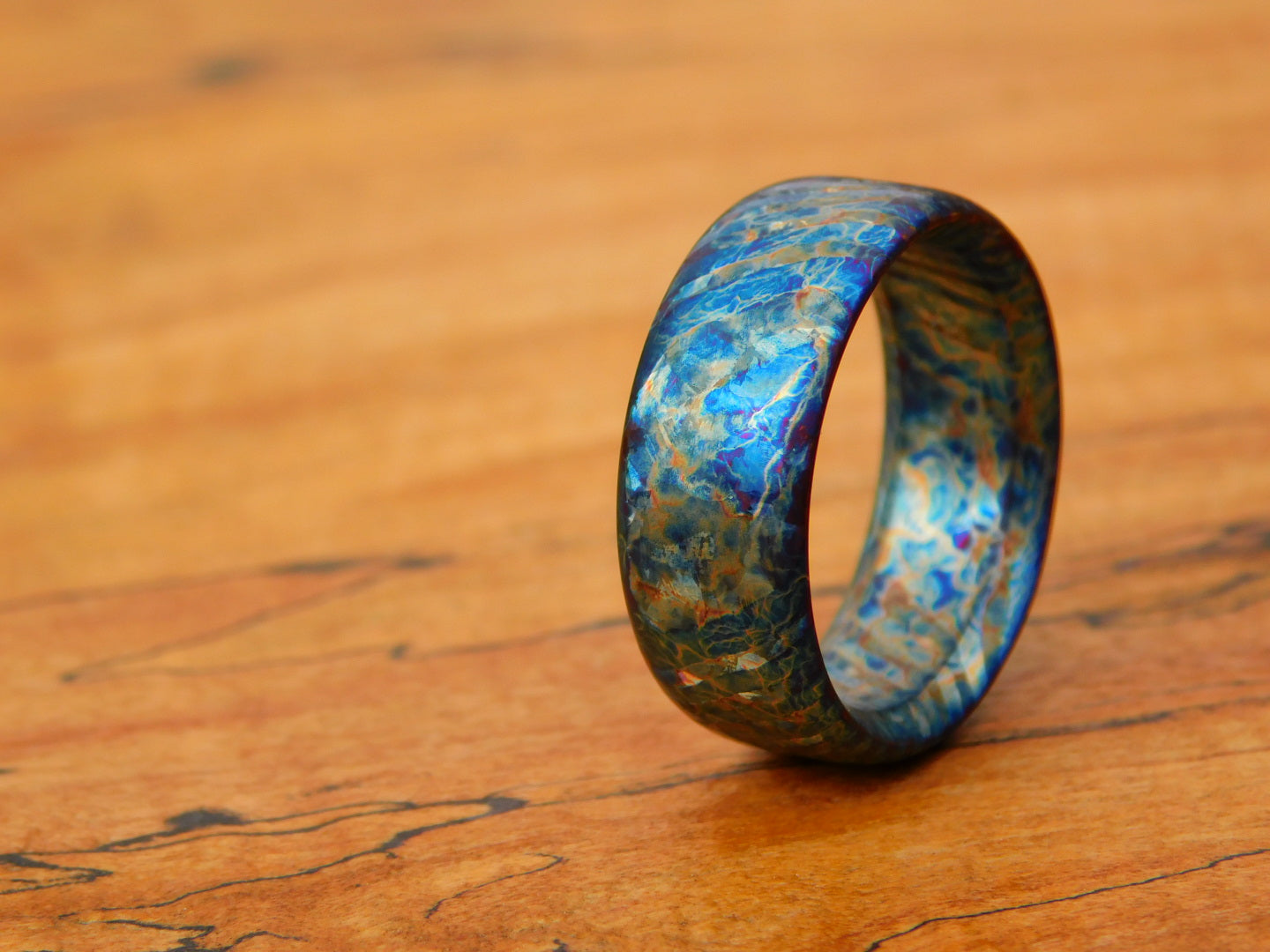 Entropic Crystallized Titanium Damascus Ring