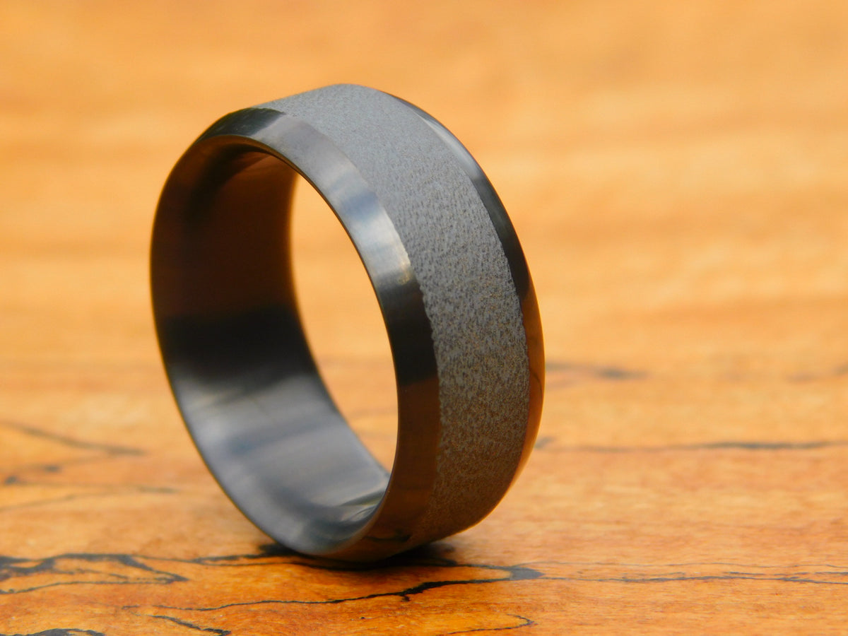 Blasted Tuxedo Zirc Ring