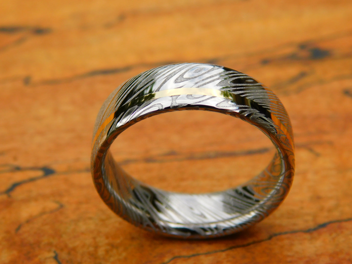 Gold Inlay x Saga Damasteel Ring