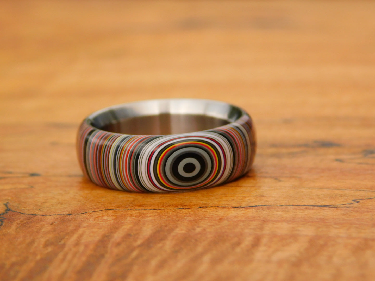 Crosscut Fordite x Titanium Ring