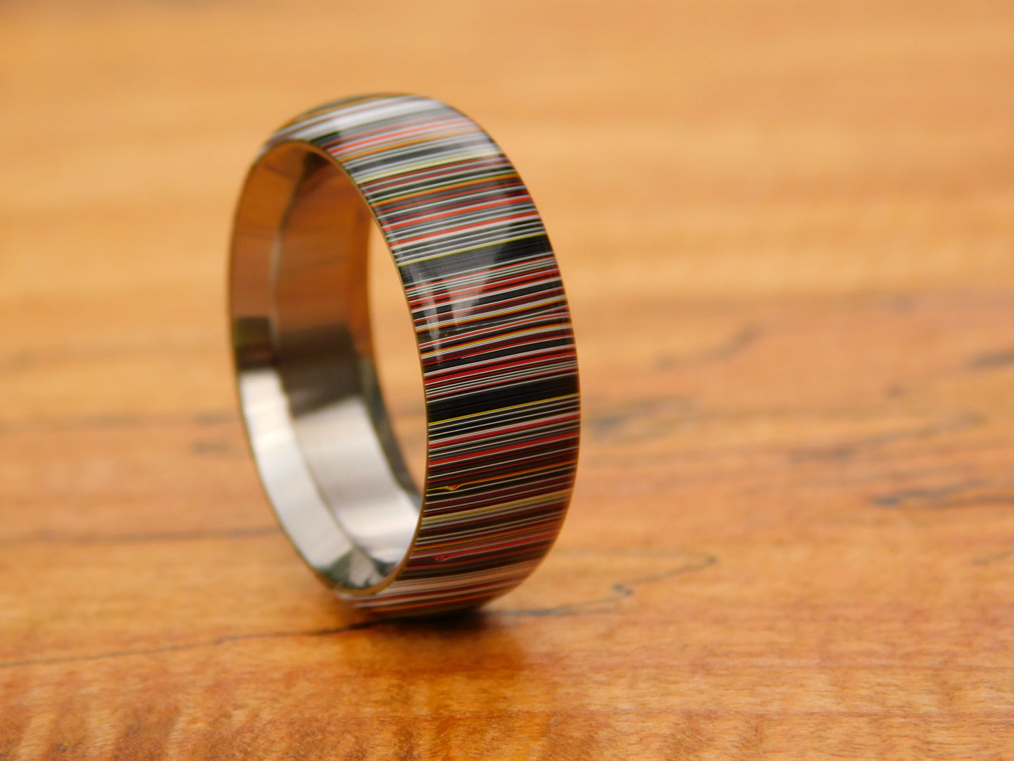 Crosscut Fordite x Titanium Ring