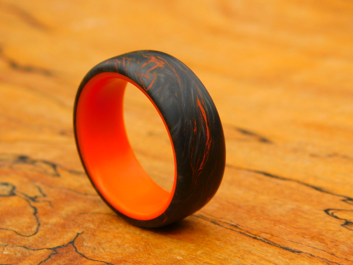 Orange Dark Matter Carbon Fiber x Hazard Orange Glow Ring