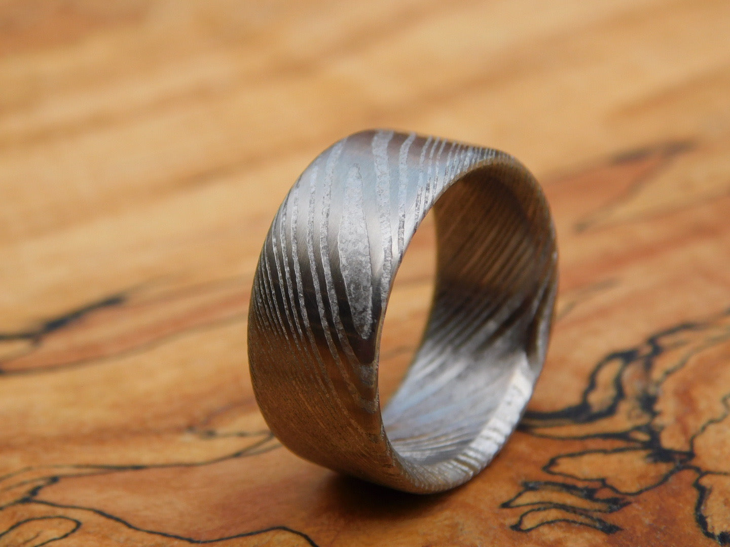 Twisted Stainless Steel Damascus Ring
