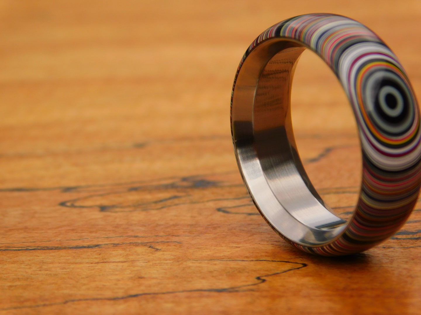 Crosscut Fordite x Titanium Ring