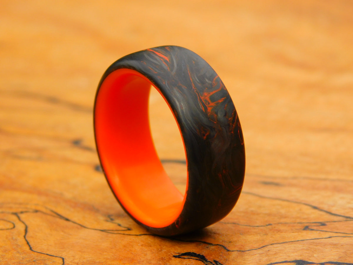 Orange Dark Matter Carbon Fiber x Hazard Orange Glow Ring