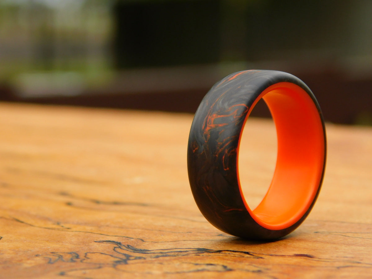 Orange Dark Matter Carbon Fiber x Hazard Orange Glow Ring