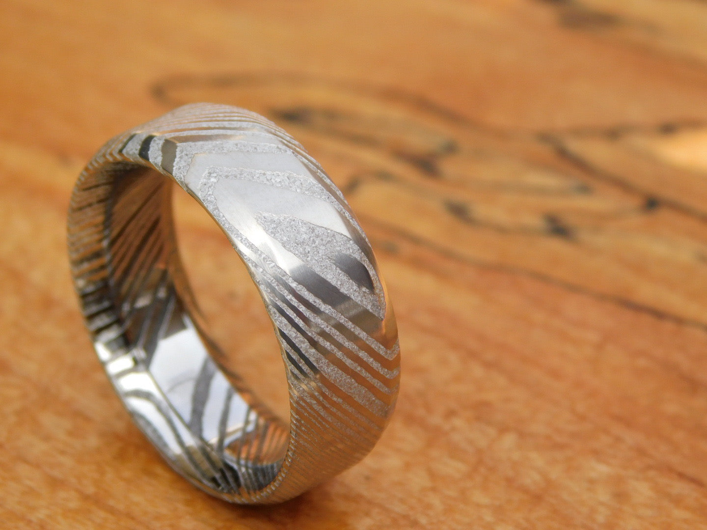 Twisted Stainless Steel Damascus Ring