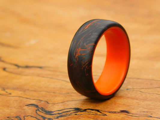 Orange Dark Matter Carbon Fiber x Hazard Orange Glow Ring