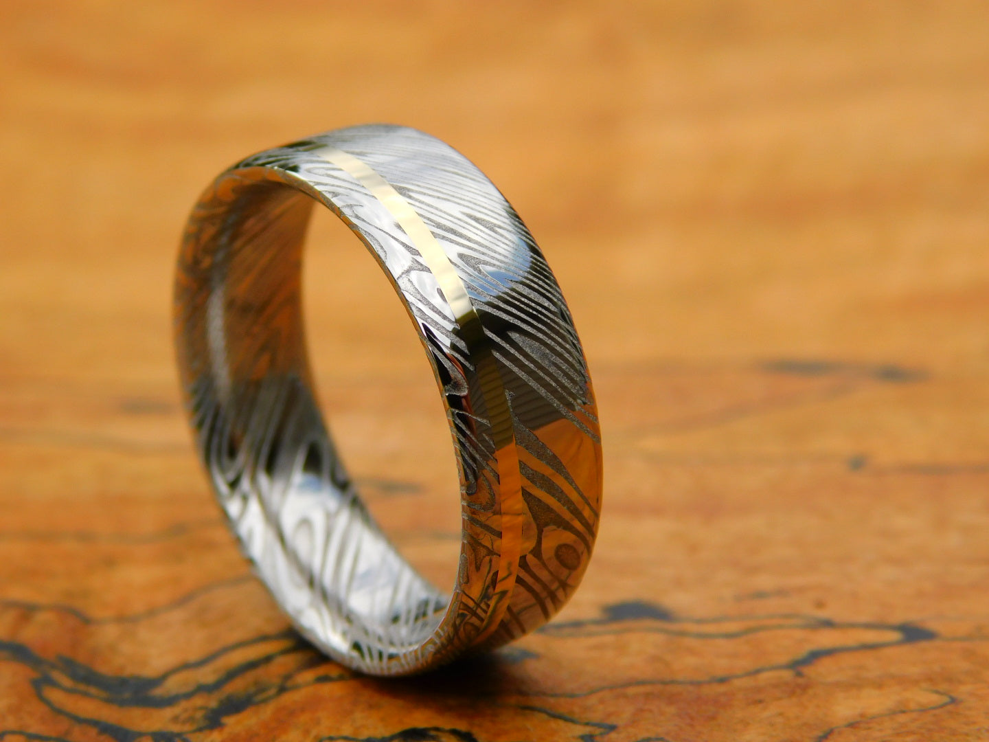 Gold Inlay x Saga Damasteel Ring