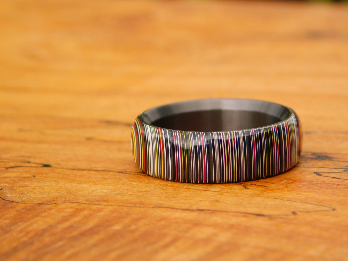 Crosscut Fordite x Black Zirc Ring