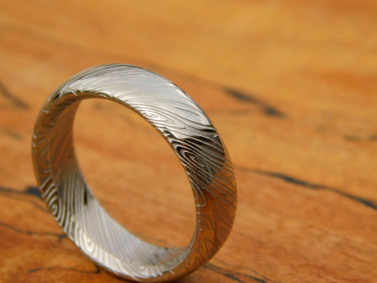 Saga Stainless Damascus Ring
