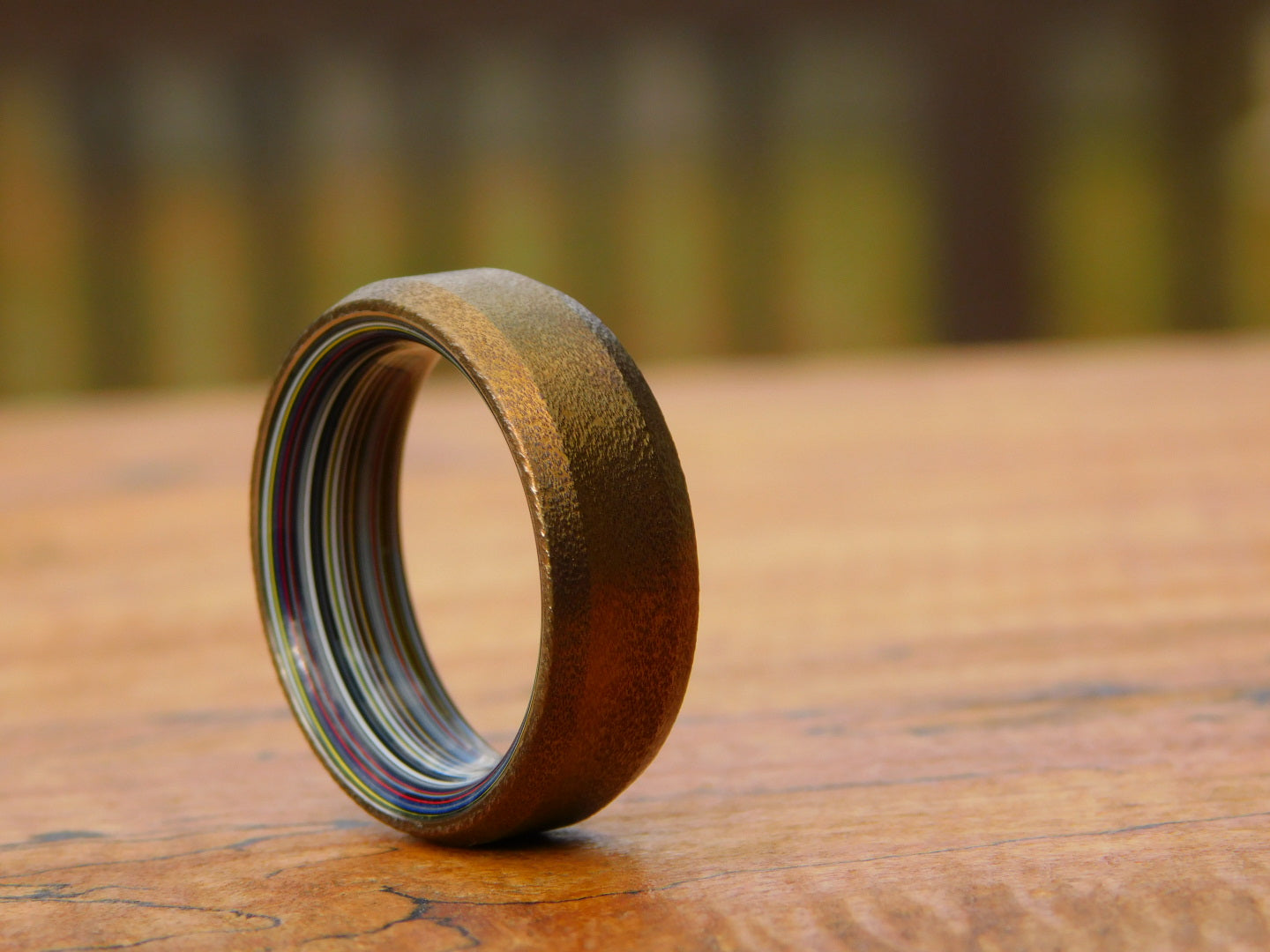 Bronzed Titanium x Fordite Ring - Size 9.75