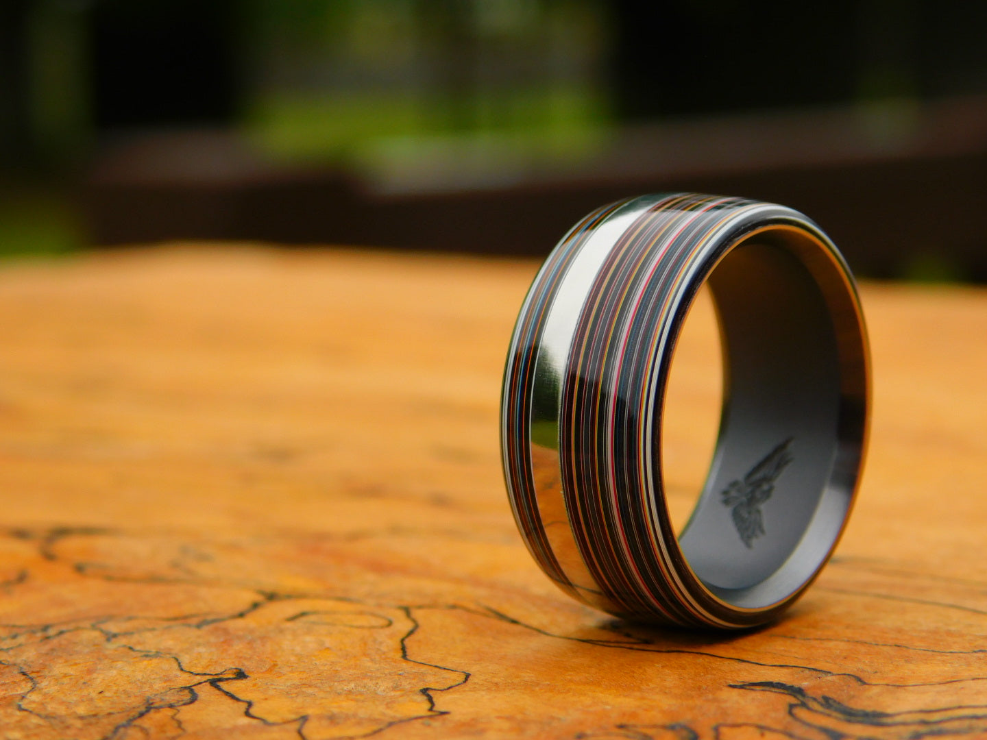 Fordite x Black Zirconium Ring - Size 10.25