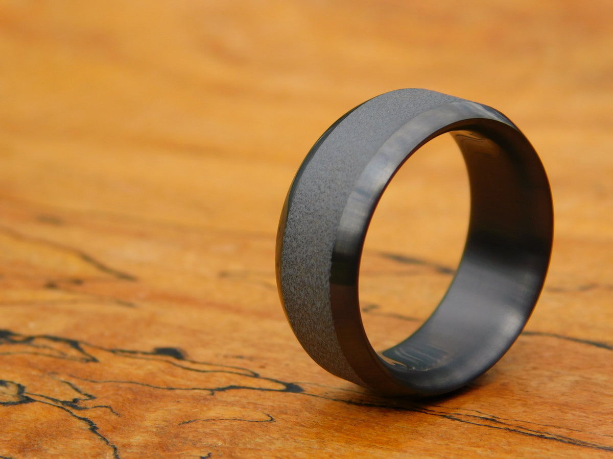 Blasted Tuxedo Zirc Ring