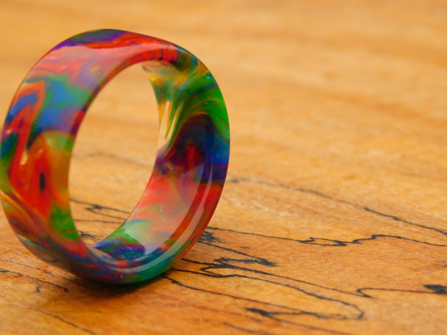 Rainbow Resin Ring - Size 10.75