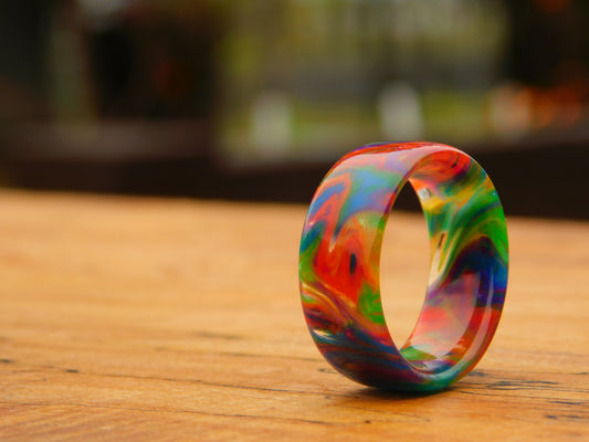 Rainbow Resin Ring - Size 10.75