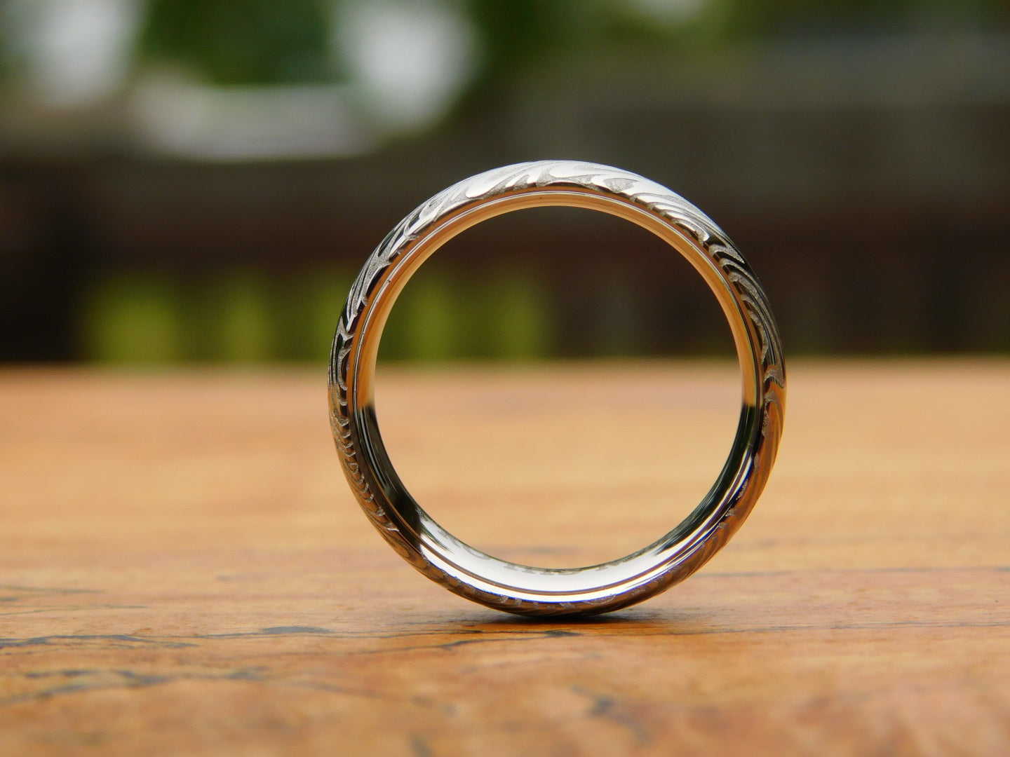 Polished Saga Stainless Damascus Ring