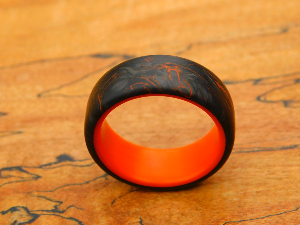 Orange Dark Matter Carbon Fiber x Hazard Orange Glow Ring
