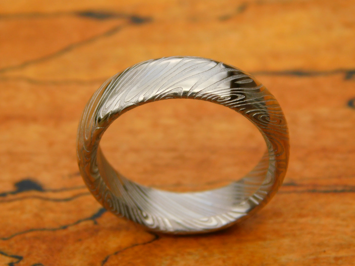 Saga Stainless Damascus Ring