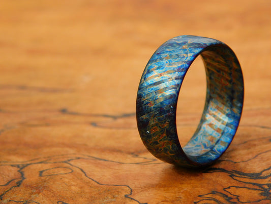 Entropic Crystallized Titanium Damascus Ring