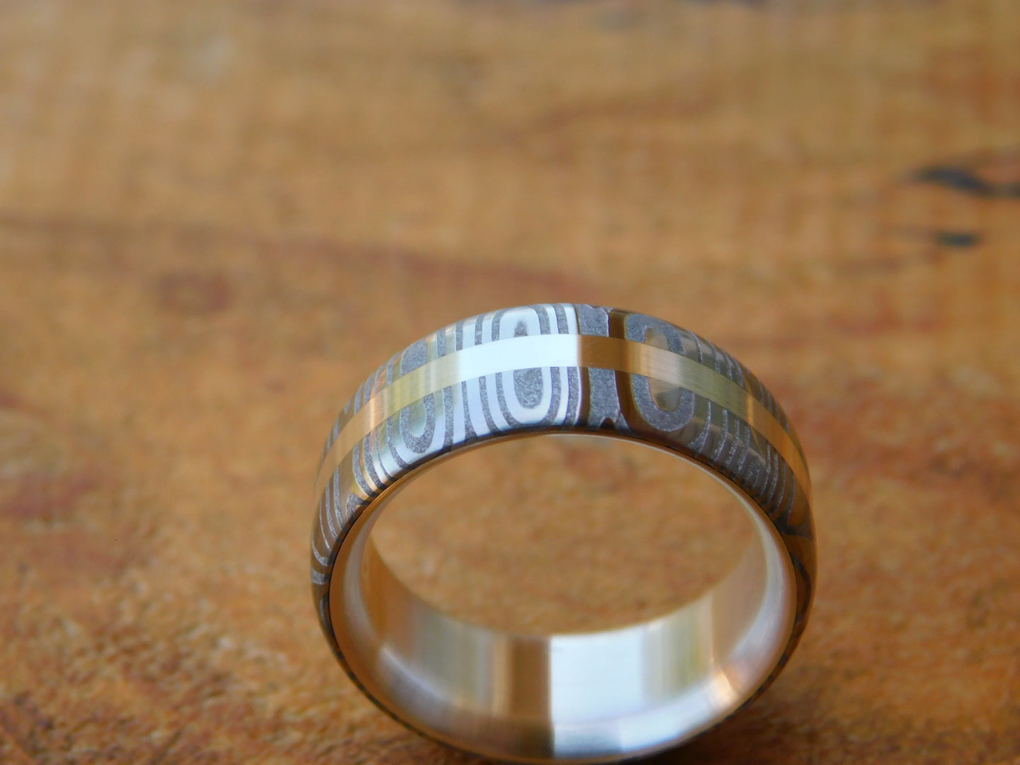 Fenja Stainless Damascus x Sterling Silver Ring