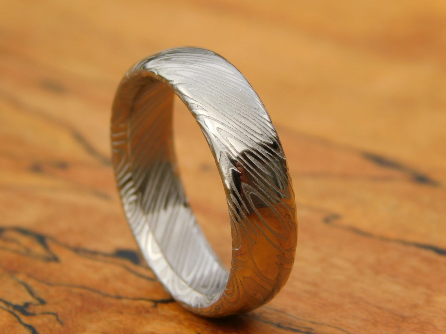 Saga Stainless Damascus Ring