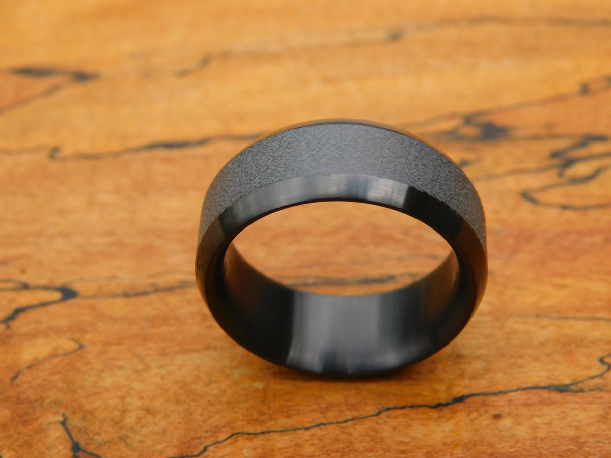 Blasted Tuxedo Zirc Ring