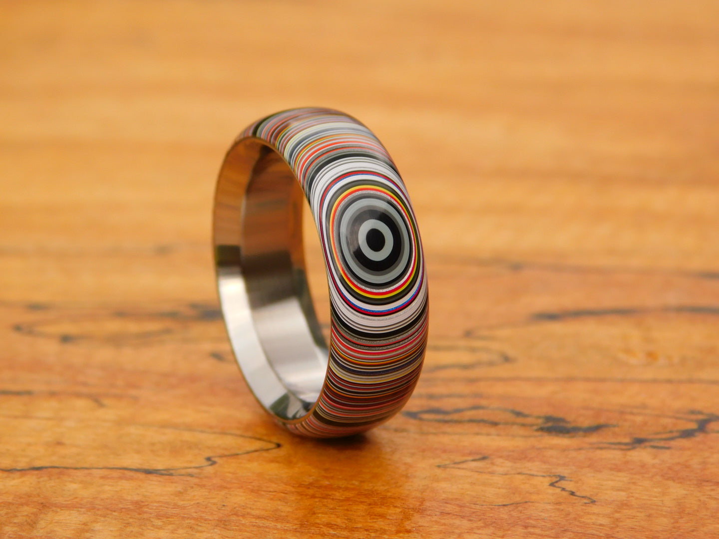 Crosscut Fordite x Titanium Ring
