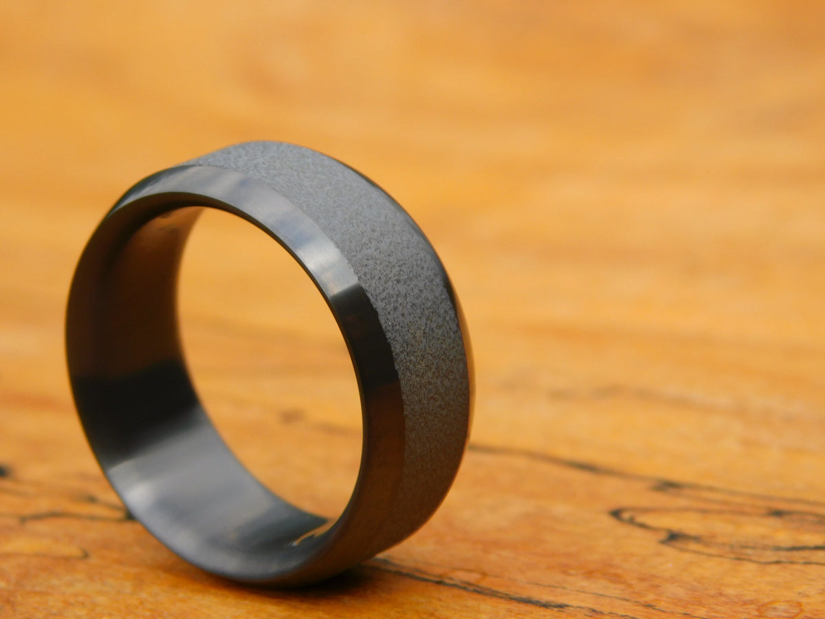 Blasted Tuxedo Zirc Ring