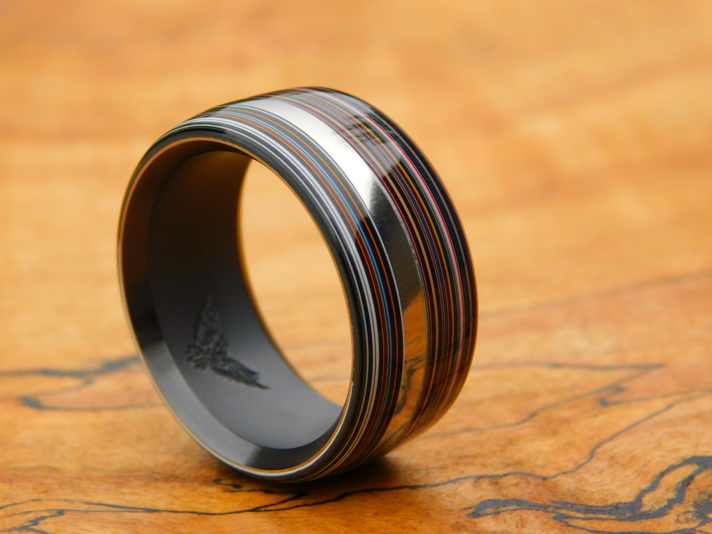 Fordite x Black Zirconium Ring - Size 10.25