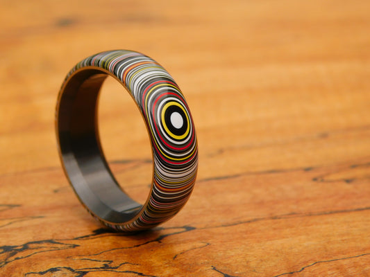Crosscut Fordite x Black Zirc Ring