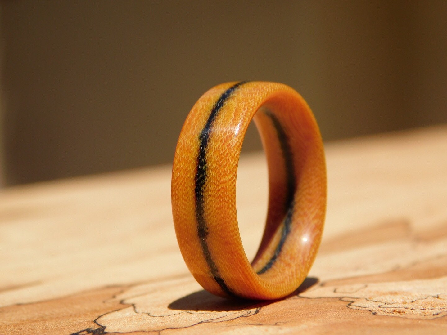 Vintage Black Line Canvas Micarta Ring