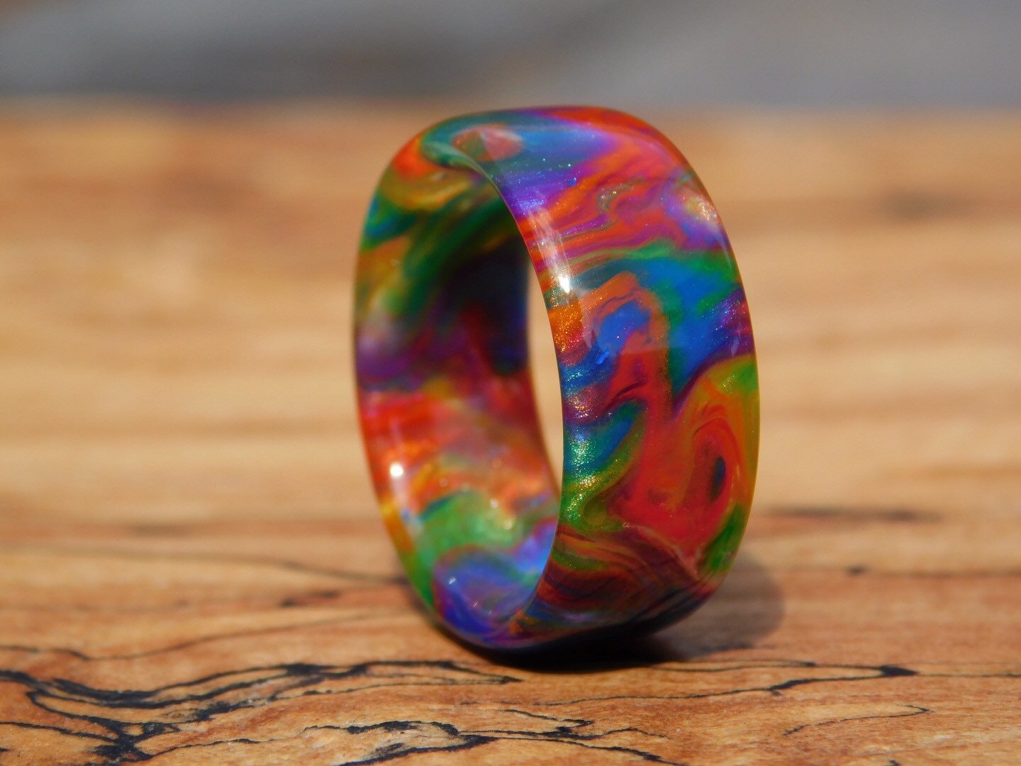 Rainbow Blast Resin Ring