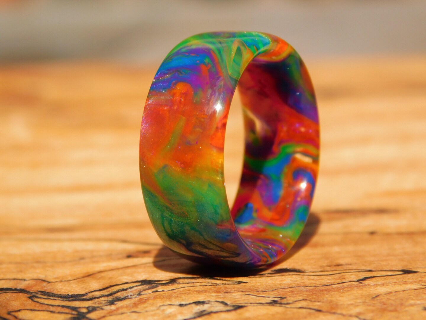 Rainbow Blast Resin Ring