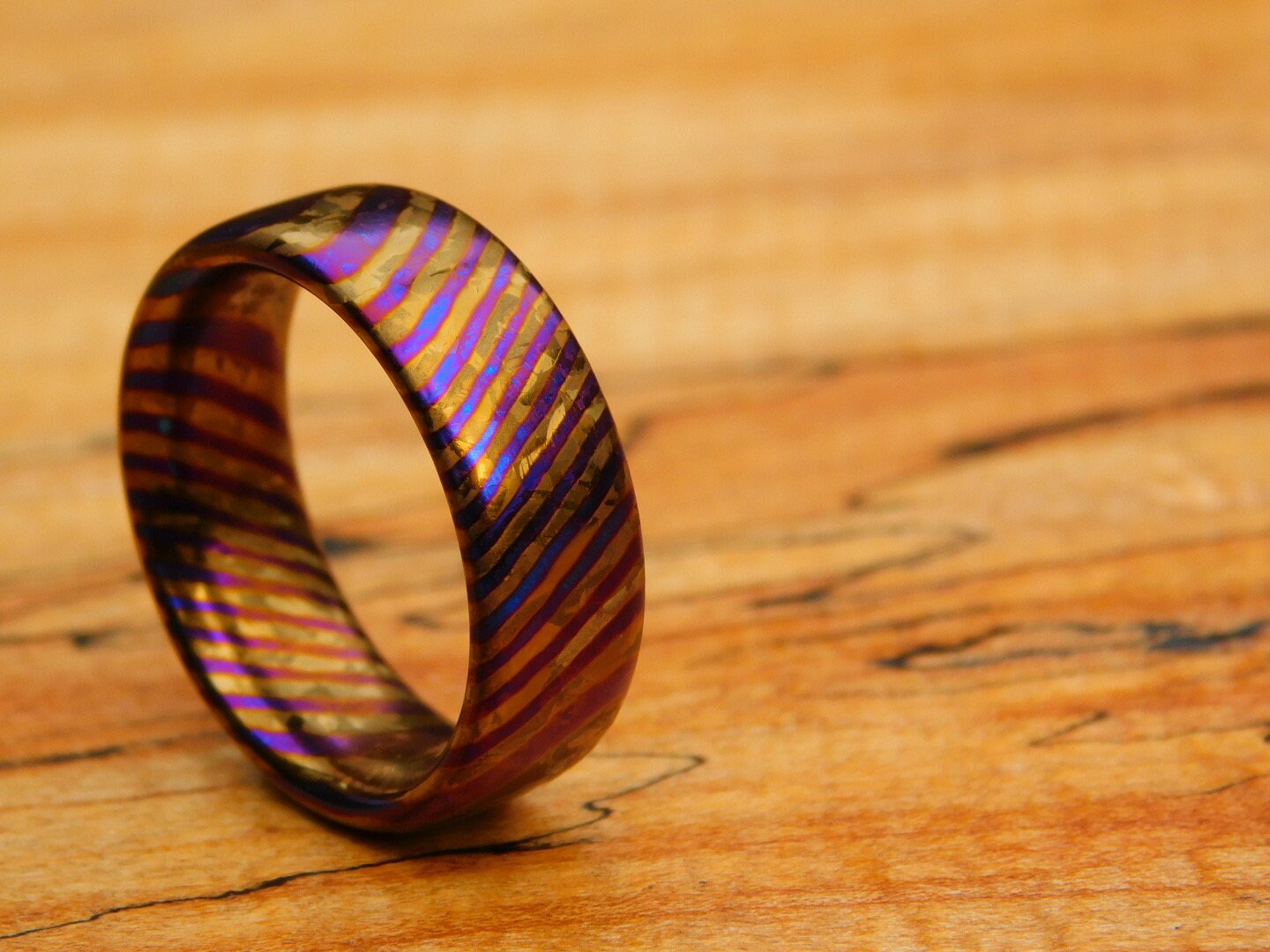 Crystallized Titanium Damascus Ring
